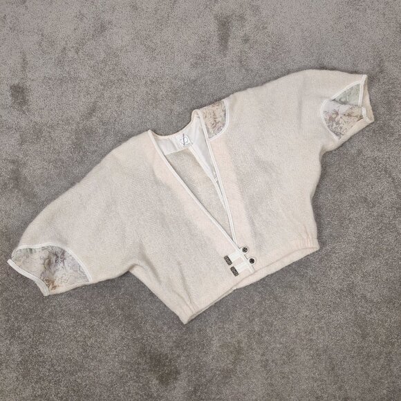 Le Blanc Mouton Women's Sweater One Size Beige Mohair Wool Dolman Sleeve Cropped - Picture 6 of 13